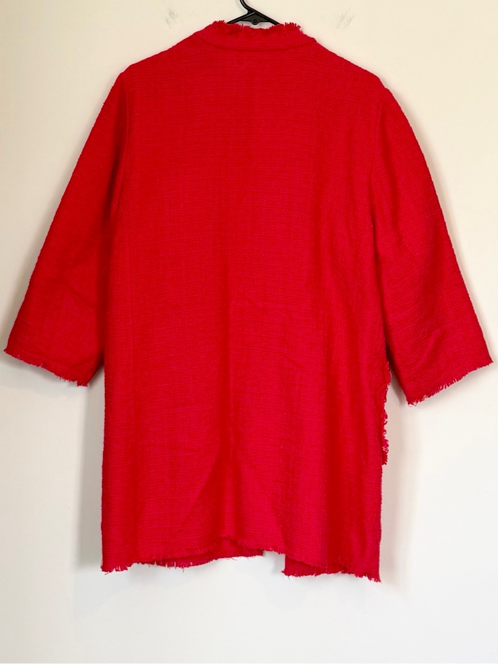Chico's Red Tweed Textured Open Jacket - Size: XL(3) - Picture 7 of 7